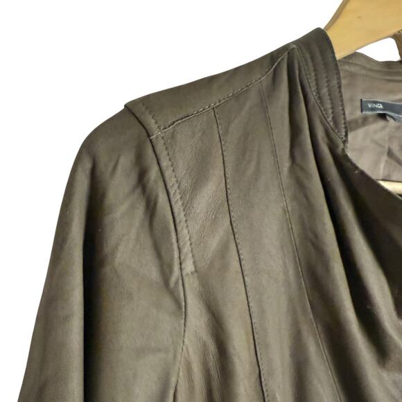Vince Brown Genuine Leather Biker Moto Asymmetric Jacket Size Medium - Picture 4 of 14